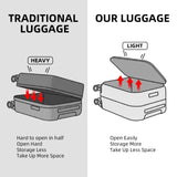 Kaleenie 29 Inch Aluminum Checked Luggage with Side Opening Zipper, 40 * 37 * 77cm, 113L, Lightweight Hardshell ABS+PC Suitcase with TSA Lock, 360° Universal Wheels, Black