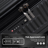 Kaleenie 29 Inch Aluminum Checked Luggage with Side Opening Zipper, 40 * 37 * 77cm, 113L, Lightweight Hardshell ABS+PC Suitcase with TSA Lock, 360° Universal Wheels, Black
