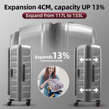 Kaleenie 29 Inch Luggage with Expansion & Side Opening Design, 50 * 31(35)*76cm, 117L~133L Ligthweight ABS+PC Hardshell Checked Suitcase, Gray