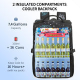 Kalesi Cooler Backpack 36 Cans Lightweight Insulated Backpack Cooler Leak - Proof Travel Camping Lunch Backpack Outdoor Cutlery Backpack for Men and Women (B - Starry Sky)