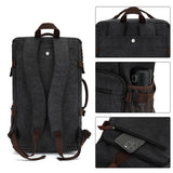 Kalesi Gym Duffle Bag Backpack 4 - Way Vintage canvas with Shoes Compartment for travel Sport Hiking laptop (Vintage black)