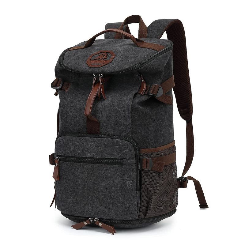 Kalesi Gym Duffle Bag Backpack 4 - Way Vintage canvas with Shoes Compartment for travel Sport Hiking laptop (Vintage black)