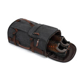 Kalesi Gym Duffle Bag Backpack 4 - Way Vintage canvas with Shoes Compartment for travel Sport Hiking laptop (Vintage black)