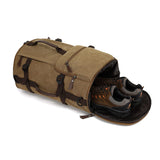 Kalesi Gym Duffle Bag Backpack 4 - Way Vintage canvas with Shoes Compartment for travel Sport Hiking laptop (Vintage coffee)