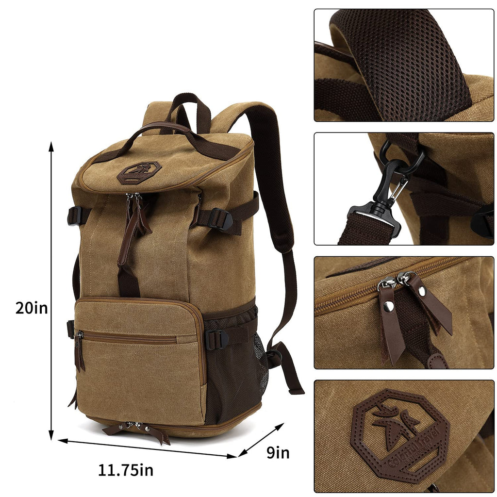 Kalesi Gym Duffle Bag Backpack 4 - Way Vintage canvas with Shoes Compartment for travel Sport Hiking laptop (Vintage coffee)