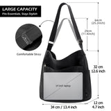 KALIDI Canvas Tote Bag Large Hobo Crossbody Shoulder Handbag BlackZipper Messenger Bag for Women or Men Casual College Work
