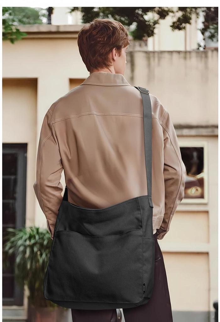 KALIDI Canvas Tote Bag Large Hobo Crossbody Shoulder Handbag BlackZipper Messenger Bag for Women or Men Casual College Work