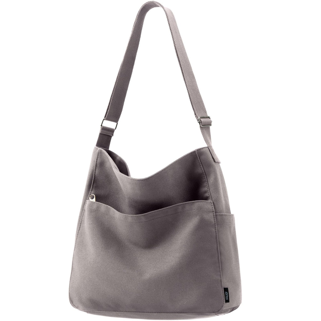 KALIDI Canvas Tote Bag Large Hobo Crossbody Shoulder Handbag Zipper Messenger Bag for Women or Men Casual College Work