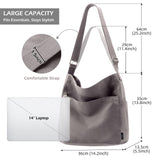 KALIDI Canvas Tote Bag Large Hobo Crossbody Shoulder Handbag Zipper Messenger Bag for Women or Men Casual College Work