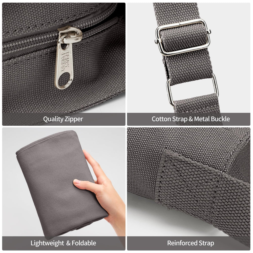 KALIDI Canvas Tote Bag Large Hobo Crossbody Shoulder Handbag Zipper Messenger Bag for Women or Men Casual College Work