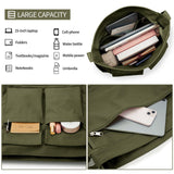KALIDI Canvas Tote Messenger Bag with Pockets, Large Crossbody Bags for Women or Men, Casual Canvas Shoulder Bag for College Work Travel Daily, Army Green