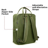 KALIDI Casual Laptop Backpack 15 Inches Classic Camping Rucksack Travel Outdoor Square Daypack College Hiking Gym Bag, Army Green