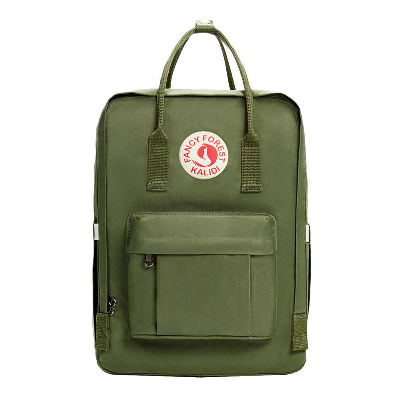 KALIDI Casual Laptop Backpack 15 Inches Classic Camping Rucksack Travel Outdoor Square Daypack College Hiking Gym Bag, Army Green