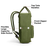 KALIDI Casual Laptop Backpack 15 Inches Classic Camping Rucksack Travel Outdoor Square Daypack College Hiking Gym Bag, Army Green