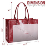 KALIDI PVC Tote Bag Women’s Kraft Paper Work Handbags Purses with Top Handle,Red