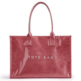 KALIDI PVC Tote Bag Women’s Kraft Paper Work Handbags Purses with Top Handle,Red