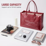 KALIDI PVC Tote Bag Women’s Kraft Paper Work Handbags Purses with Top Handle,Red