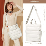 KALIDI Quilted Tote Bag, Puffer Hobo Bag Anti Splash Crossbody Zipper Gym Bag Large Casual Travel Work Daily Women, Beige