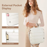 KALIDI Quilted Tote Bag, Puffer Hobo Bag Anti Splash Crossbody Zipper Gym Bag Large Casual Travel Work Daily Women, Beige
