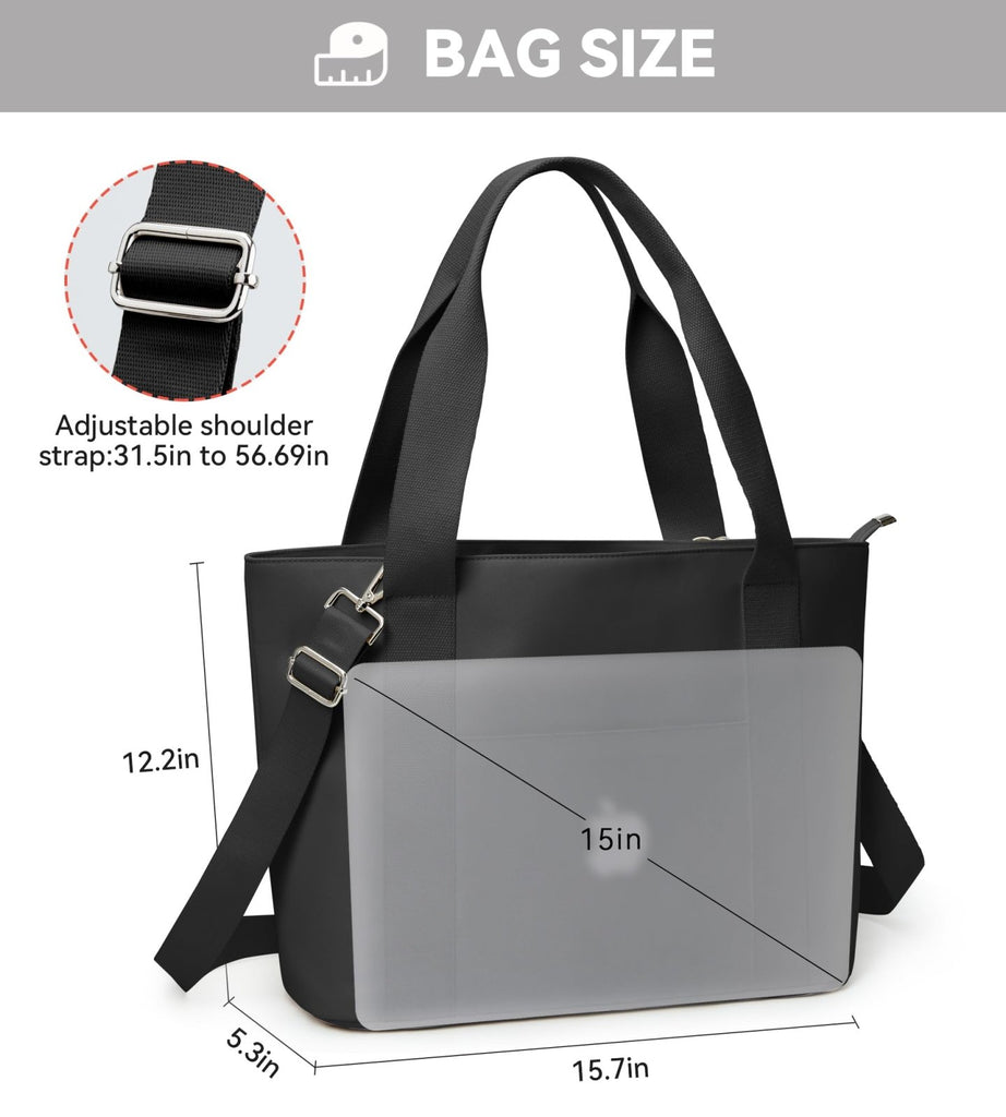 KALIDI Tote Bag for Women,Shoulder Bag with Laptop Compartment for work Leisure Nylon Top - Handle Foldable Weekend