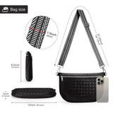 KALIDI Woven Crossbody Bags for Women Travel Vegan Leather Fanny Packs for Woman Cross Body Purse Fashion Belt Bum Bag with Wide Strap