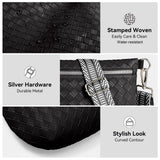 KALIDI Woven Crossbody Bags for Women Travel Vegan Leather Fanny Packs for Woman Cross Body Purse Fashion Belt Bum Bag with Wide Strap