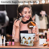 Kalygon Cow Makeup Bags Makeup Organizer, Farm Cows Cute Milk Cattle Flowers Flax Toiletry Bags Travel Cosmetic Bag Makeup Purse Pouch Skincare Bag Wallet Bags For Women Female Mom Daughter