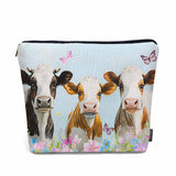 Kalygon Cow Makeup Bags Makeup Organizer, Farm Cows Cute Milk Cattle Flowers Flax Toiletry Bags Travel Cosmetic Bag Makeup Purse Pouch Skincare Bag Wallet Bags For Women Female Mom Daughter