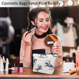 Kalygon Women Cosmetic Bag Cowboy, American Western Cowboy Horse Riders Cute Makeup Bag For Purse Cosmetic Travel Bag For Toiletries Makeup Storage Bag Flax Skincare Bag Make Up Pouch Bags