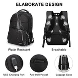 kamater School Backpack for Teen Boys & College Students - 15.6 Inch Large Capacity Laptop Bookbag with Sturdy Water Resistant Anti - Theft | Multiple Compartments Backpack, Black