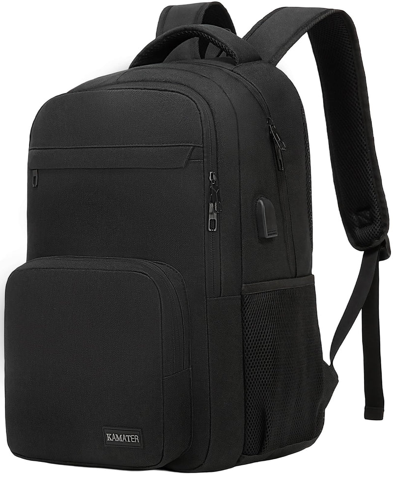 kamater School Backpack for Teen Boys & College Students - 15.6 Inch Large Capacity Laptop Bookbag with Sturdy Water Resistant Anti - Theft | Multiple Compartments Backpack, Black