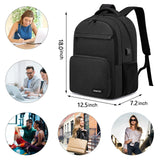 kamater School Backpack for Teen Boys & College Students - 15.6 Inch Large Capacity Laptop Bookbag with Sturdy Water Resistant Anti - Theft | Multiple Compartments Backpack, Black