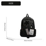 KANGDAWEI Cute Star Denim Backpack, Grunge Y2K Vintage Fashion Bookbag, Aesthetic Emo 2000s Backpack for Women Men Casual Bag (Black)