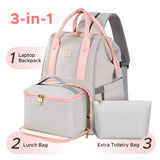 Kaome Lunch Backpack 15.6 Inch Laptop Backpack for Women with USB Port Nurse Gift Teacher Work Backpack Cooler Insulated Lunch Bag Waterproof Daypacks for Work Picnic Travel Anti - theft