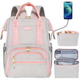 Kaome Lunch Backpack 15.6 Inch Laptop Backpack for Women with USB Port Nurse Gift Teacher Work Backpack Cooler Insulated Lunch Bag Waterproof Daypacks for Work Picnic Travel Anti - theft