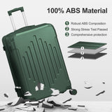 Karl home Hardside 28 Inch Checked Luggage with Dual 360° Spinner Wheels, ABS Hardshell Medium Check - in Suitcase with TSA Lock & Smooth Rolling Wheels for Men & Women Lightweight Travel, Dark Green