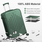 Karl home Luggage Set 3 Piece Suitcase Sets with TSA Lock Moulded Corner 4 Spinner Wheels, ABS Hardside Trolley Travel Case for Carry On Check - in Business Trip, Dark Green (20/24/28)