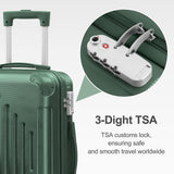 Karl home Luggage Set 3 Piece Suitcase Sets with TSA Lock Moulded Corner 4 Spinner Wheels, ABS Hardside Trolley Travel Case for Carry On Check - in Business Trip, Dark Green (20/24/28)