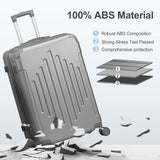 Karl home Luggage Set 3 Piece Suitcase Sets with TSA Lock Moulded Corner 4 Spinner Wheels, ABS Hardside Trolley Travel Case for Carry On Check - in Business Trip, Light Grey (20/24/28)
