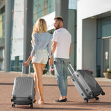 Karl home Luggage Set 3 Piece Suitcase Sets with TSA Lock Moulded Corner 4 Spinner Wheels, ABS Hardside Trolley Travel Case for Carry On Check - in Business Trip, Light Grey (20/24/28)