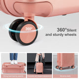 Karl home Luggage Set 3 Piece Suitcase Sets with TSA Lock Moulded Corner 4 Spinner Wheels, ABS Hardside Trolley Travel Case for Carry On Check - in Business Trip, Rose Gold (20/24/28)