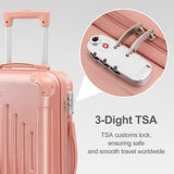 Karl home Luggage Set 3 Piece Suitcase Sets with TSA Lock Moulded Corner 4 Spinner Wheels, ABS Hardside Trolley Travel Case for Carry On Check - in Business Trip, Rose Gold (20/24/28)