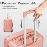 Karl home Luggage Set 3 Piece Suitcase Sets with TSA Lock Moulded Corner 4 Spinner Wheels, ABS Hardside Trolley Travel Case for Carry On Check - in Business Trip, Rose Gold (20/24/28)