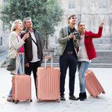 Karl home Luggage Set 3 Piece Suitcase Sets with TSA Lock Moulded Corner 4 Spinner Wheels, ABS Hardside Trolley Travel Case for Carry On Check - in Business Trip, Rose Gold (20/24/28)