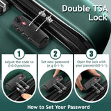 Karl home Luggage Set of 3 Hardside Carry on Suitcase Sets with Spinner Wheels & TSA lock, Portable Lightweight ABS Luggages for Travel, Business - Dark Green (20/24/28)