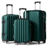 Karl home Luggage Set of 3 Hardside Carry on Suitcase Sets with Spinner Wheels & TSA lock, Portable Lightweight ABS Luggages for Travel, Business - Dark Green (20/24/28)
