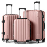 Karl home Luggage Set of 3 Hardside Carry on Suitcase Sets with Spinner Wheels & TSA lock, Portable Lightweight ABS Luggages for Travel, Business - Rose Gold (20/24/28)