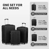 Karl home Luggage Sets 3 Piece, ABS Hardside Suitcase Set with Double Spinner Wheels & TSA Lock for Travel Business, 3 - Piece Set (20/24/28), Black