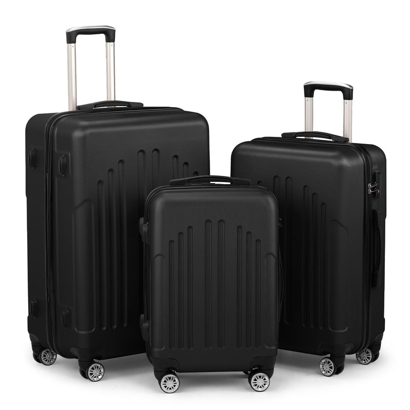 Karl home Luggage Sets 3 Piece, ABS Hardside Suitcase Set with Double Spinner Wheels & TSA Lock for Travel Business, 3 - Piece Set (20/24/28), Black