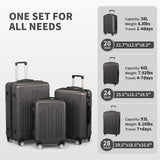 Karl home Luggage Sets 3 Piece, ABS Hardside Suitcase Set with Double Spinner Wheels & TSA Lock for Travel Business, 3 - Piece Set (20/24/28), Dark Gray